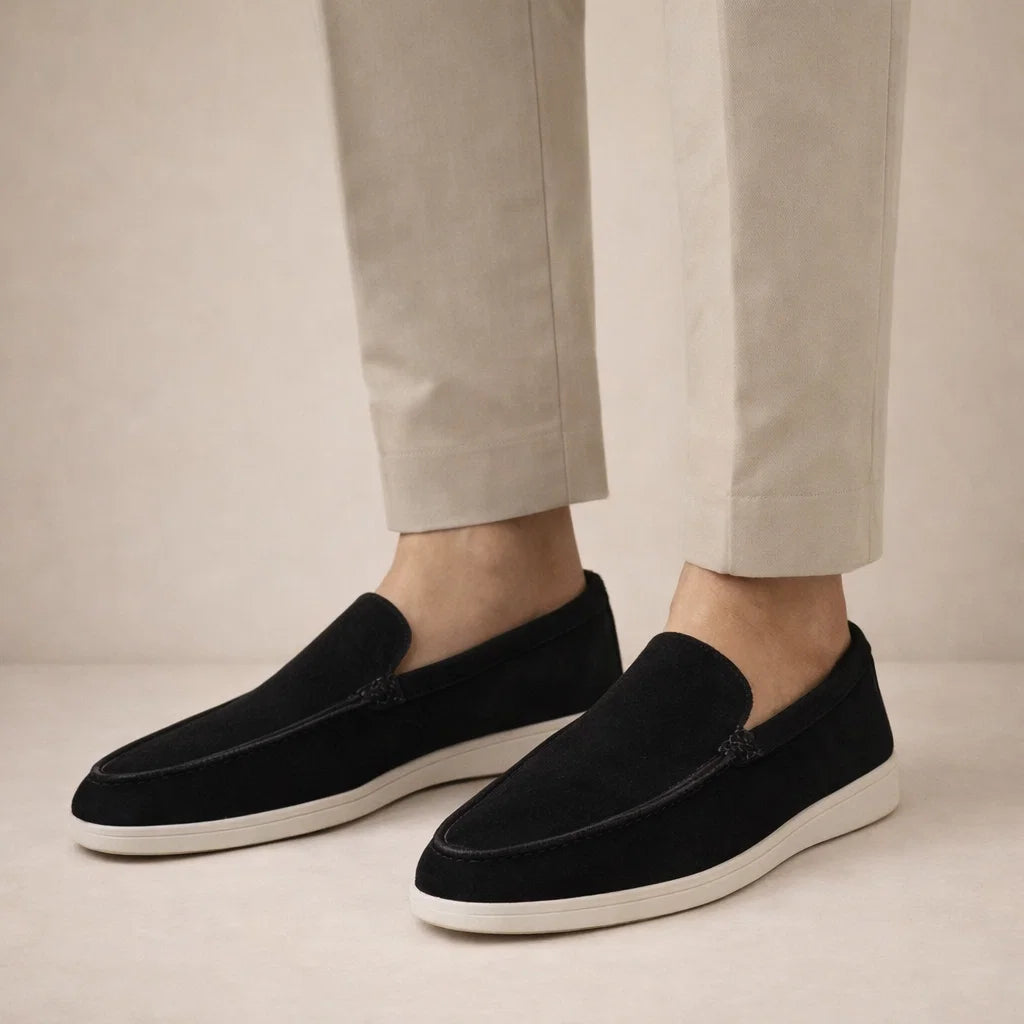 Mocassins décontractés homme coupe régulière dessus cuir modèle à enfiler