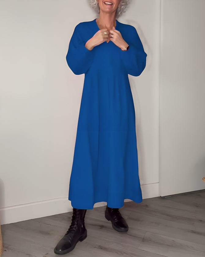 Elegant maxi cocktailkjole med lange ærmer til kvinder