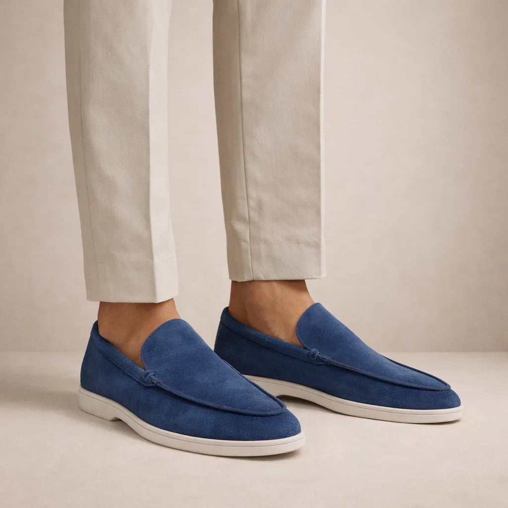 Mocassins décontractés homme coupe régulière dessus cuir modèle à enfiler