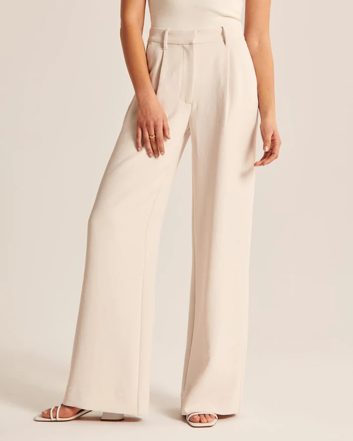 Pantalon cintré femme coupe régulière jambes larges décontracté printemps