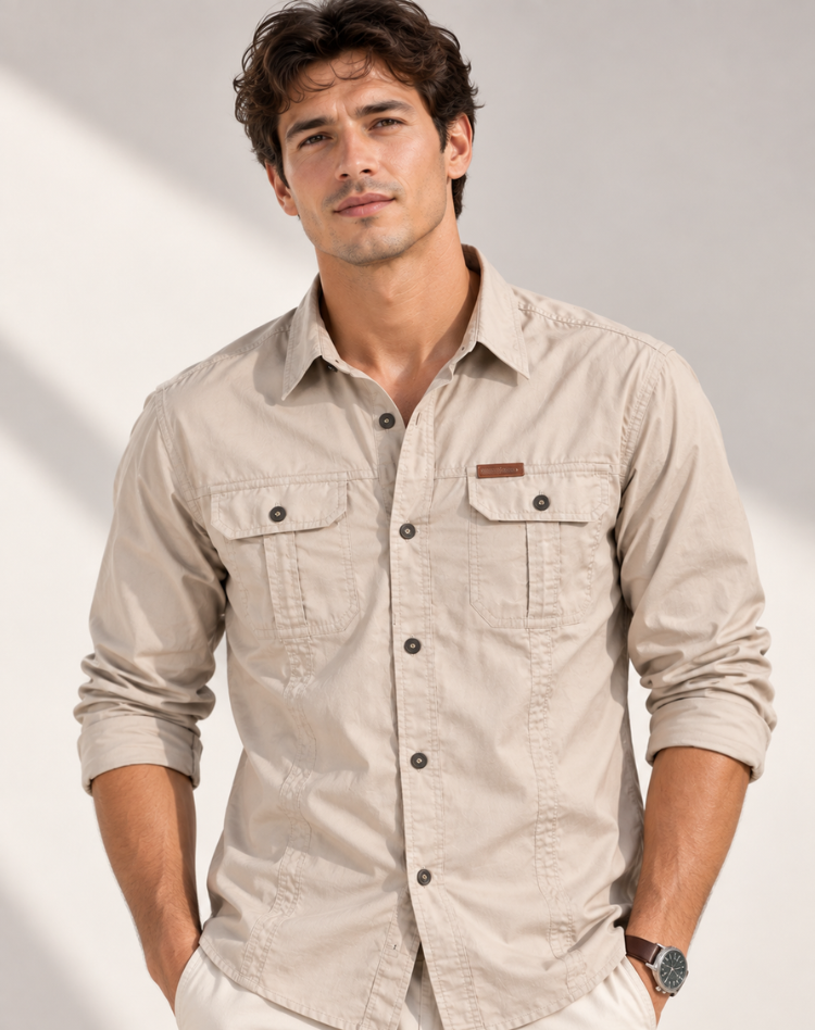 Cargo-Overshirt für Herren, taktisches Outdoor-Hemd mit langen Ärmeln