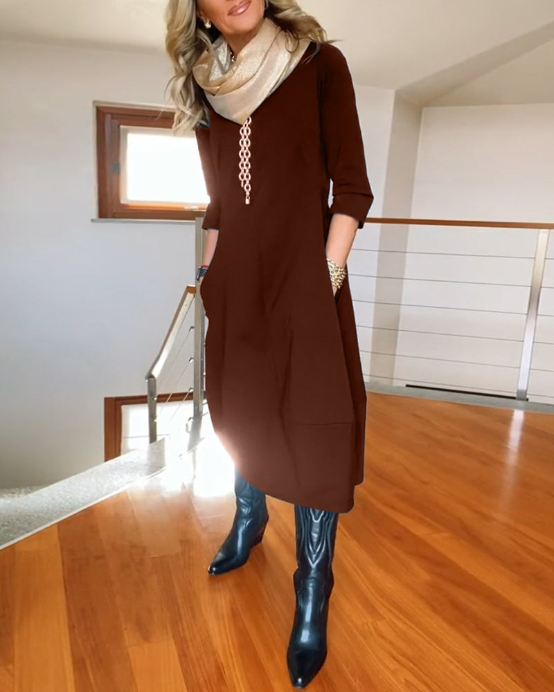 Elegant vintage maxi kjole til kvinder med lommer