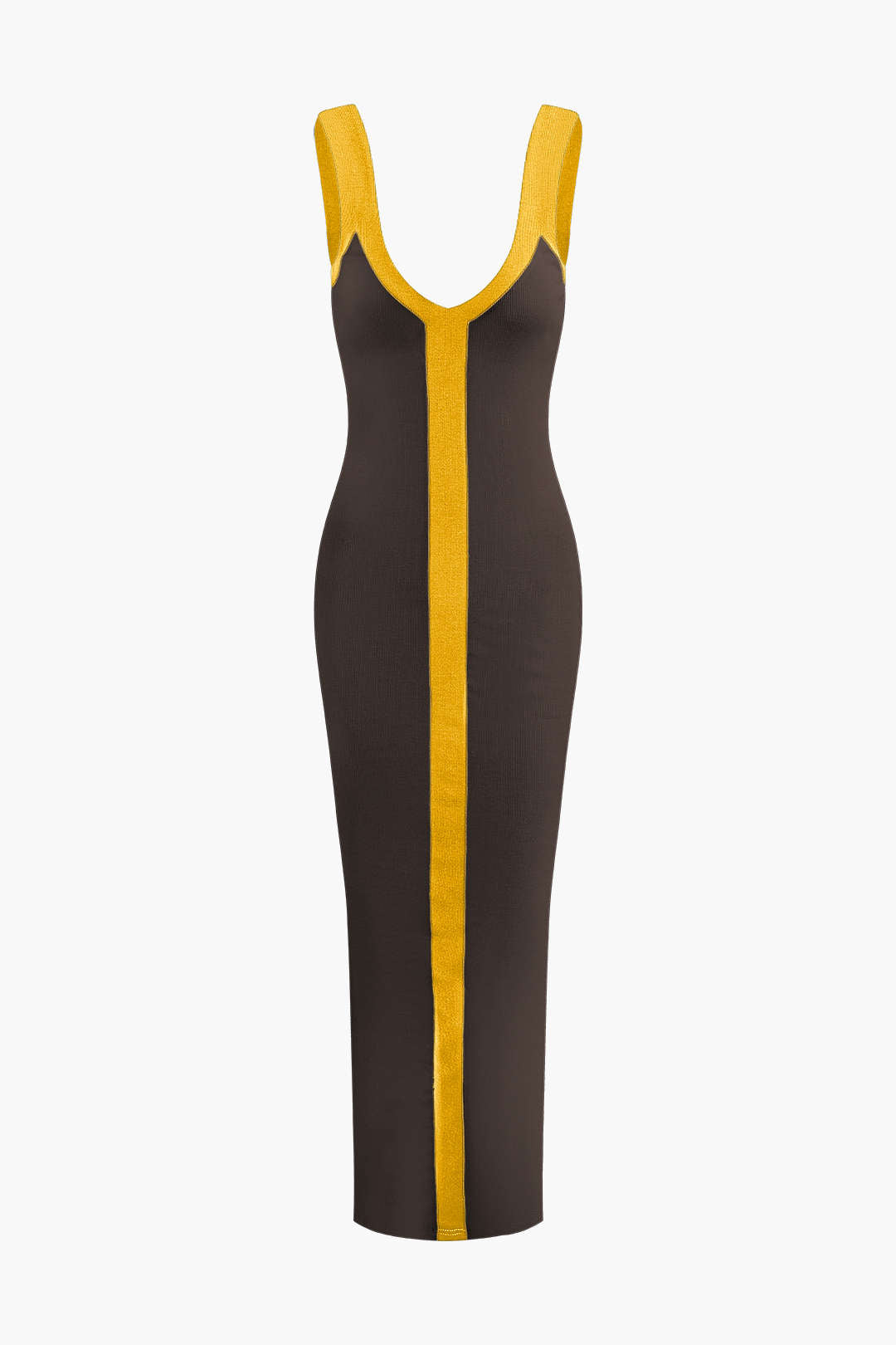 Vestido maxi de bloques de color para mujer con escote en V y abertura