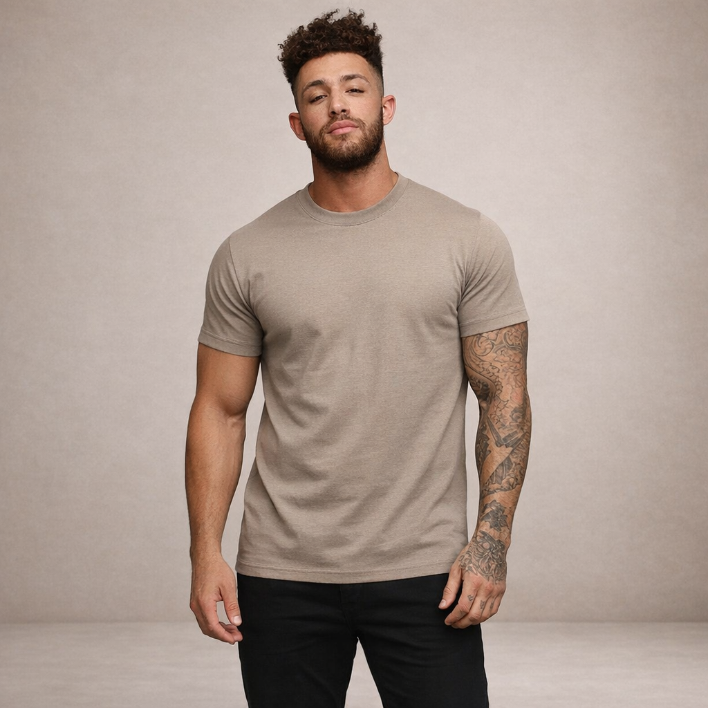 T-shirt homme coupe slim col rond manches courtes