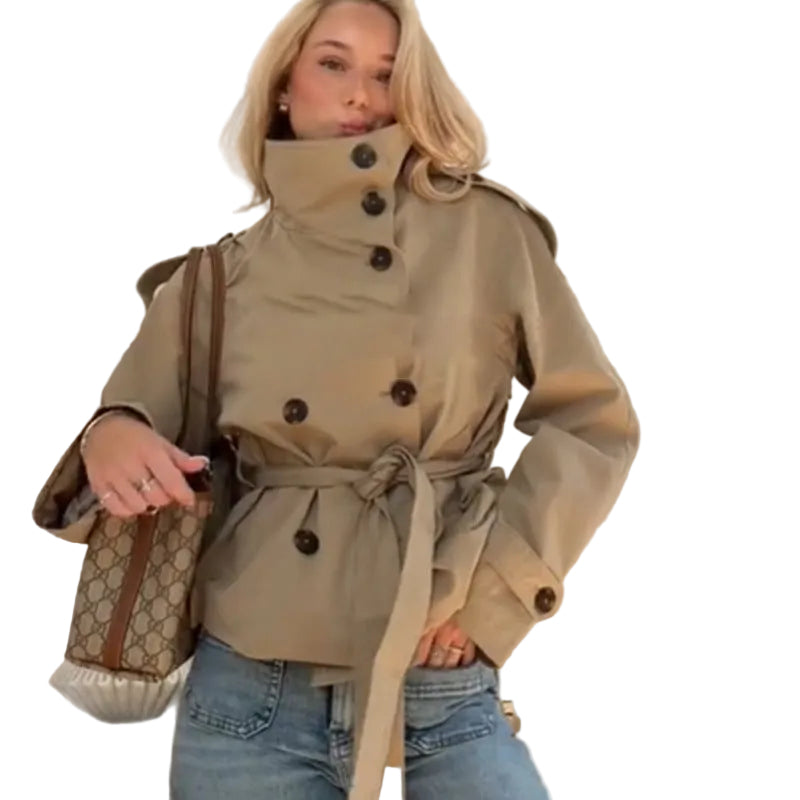 Trenchcoat γυναικείο εφαρμοστό, κομψός γιακάς, casual άνοιξη φθινόπωρο