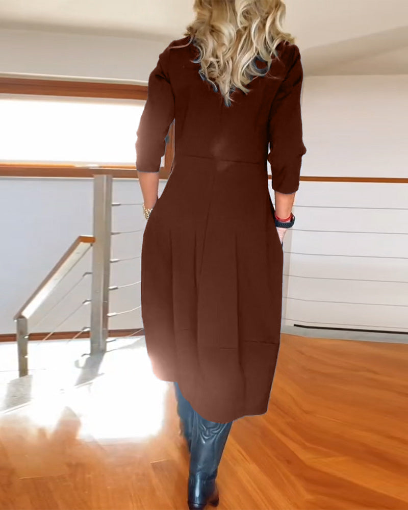 Elegant vintage maxi kjole til kvinder med lommer