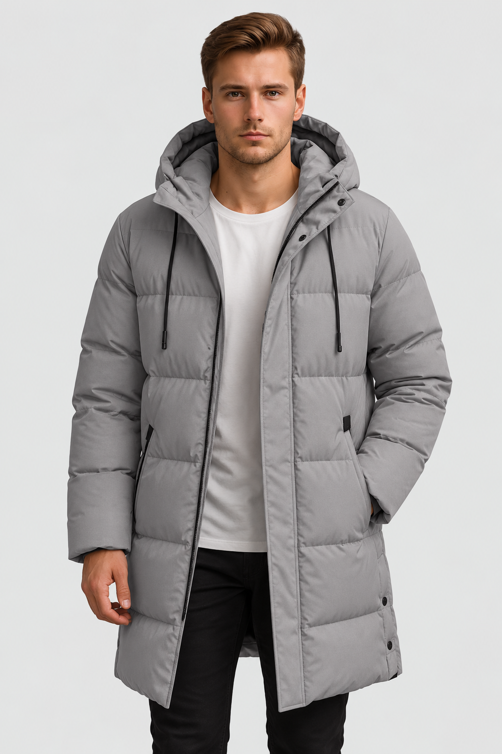 Herren-Pufferjacke, wattiert, mit Kapuze, in großen Größen bis 8XL