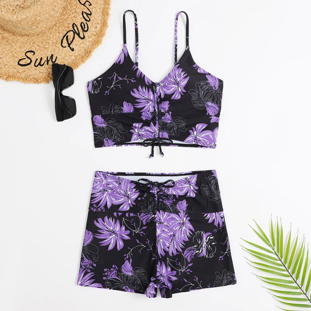 Conjunto de tankini para mujer a la moda con estampado y ajuste favorecedor