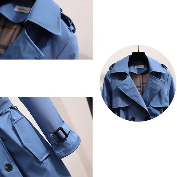 Lang trenchcoat til damer med dobbelt knaplukning