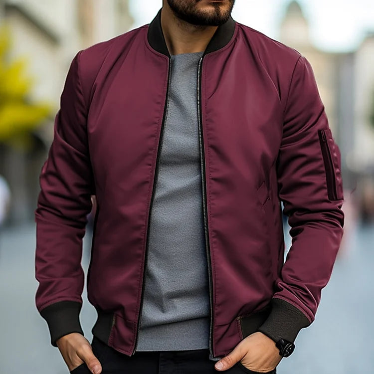 Blusão bomber masculino clássico de corte regular e ajuste confortável