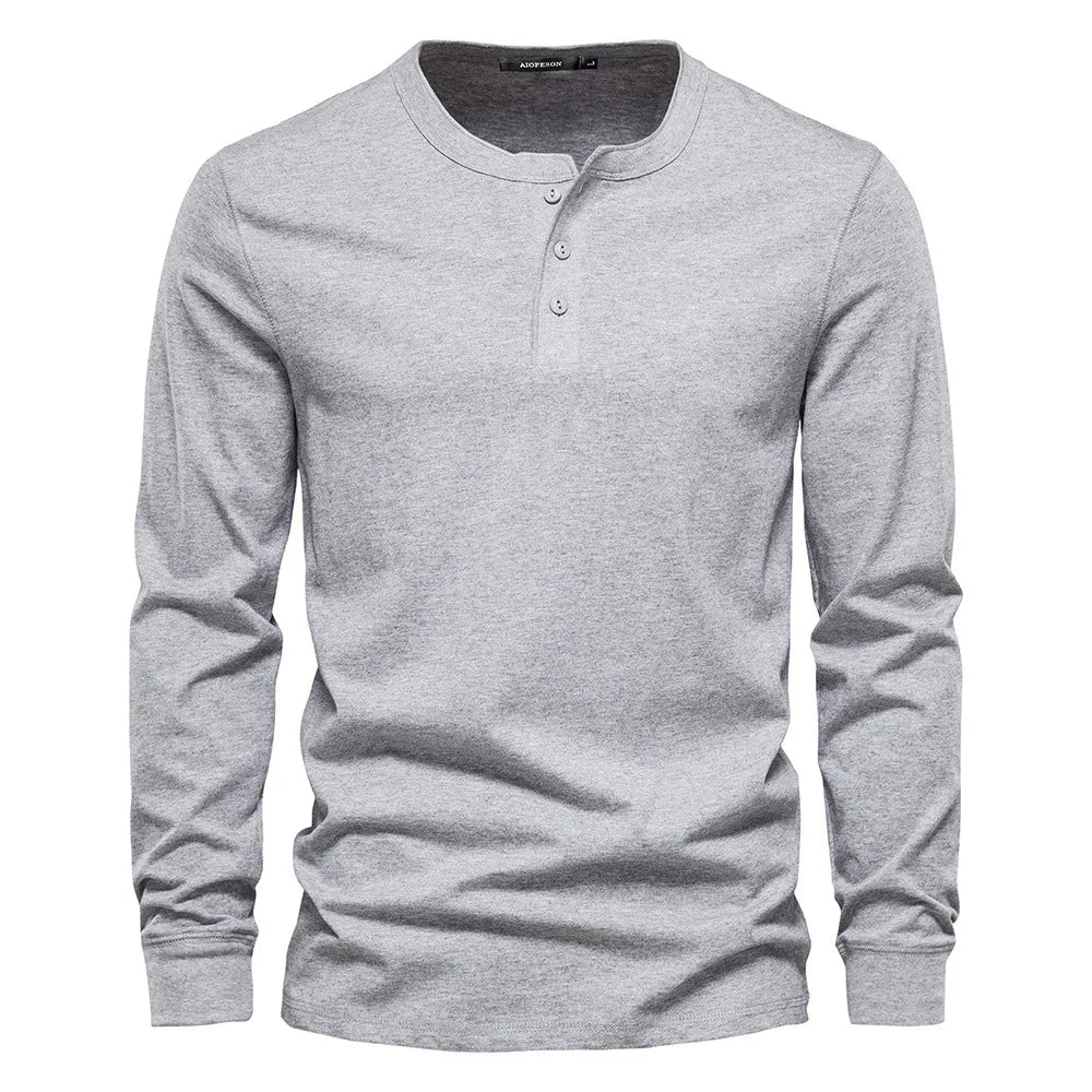 Camisa de mangas compridas para homem, botões, casual, ajuste confortável