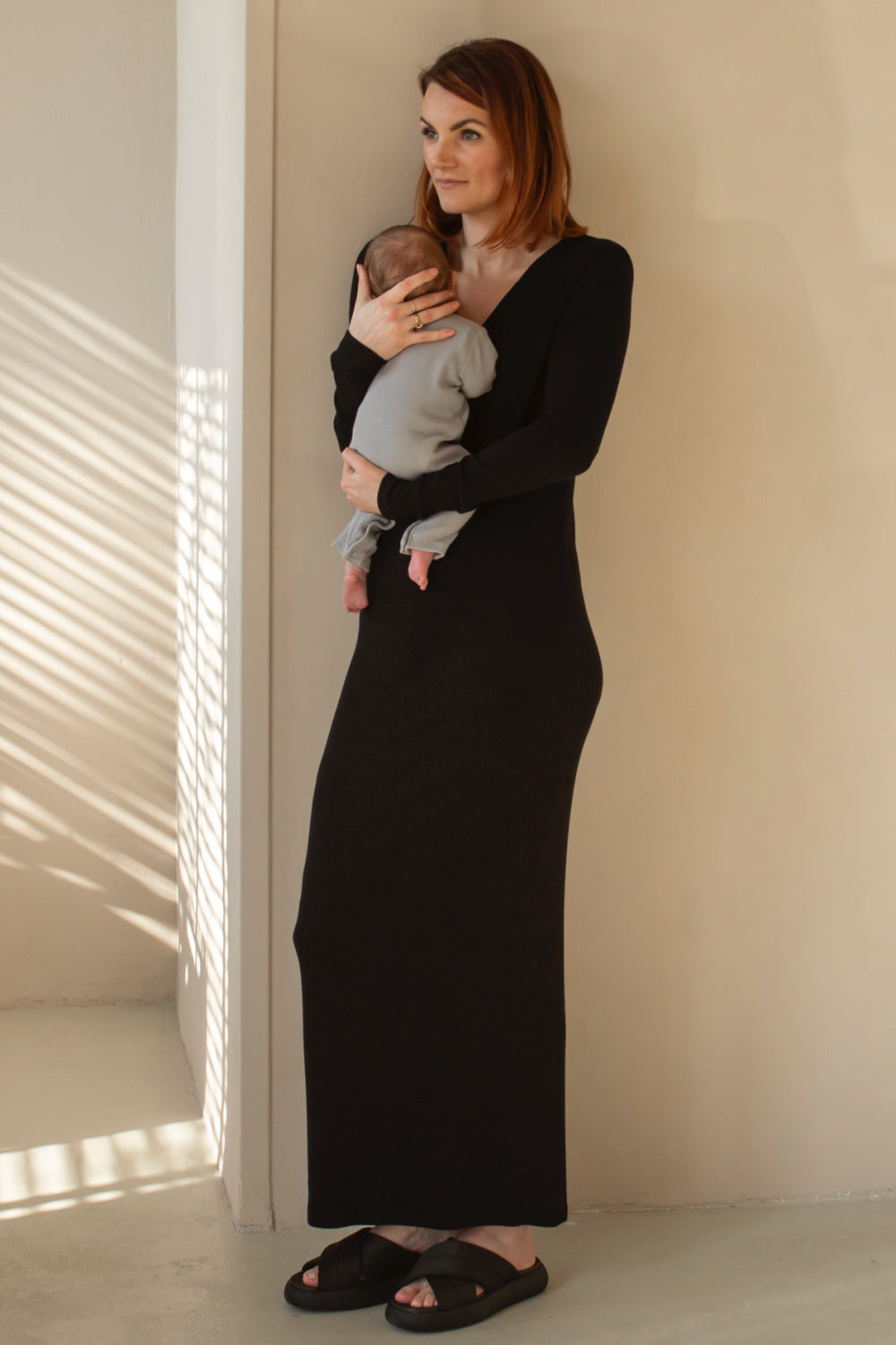 Maxi kjole til gravide damer V-hals elegant casual sommer