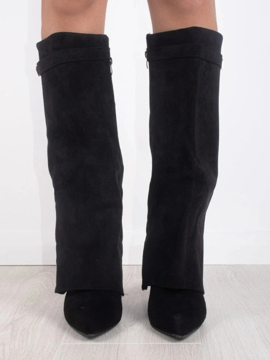 Hohe Damenstiefel aus Leder mit regulärer Passform, verstecktem Absatz und modernem Design