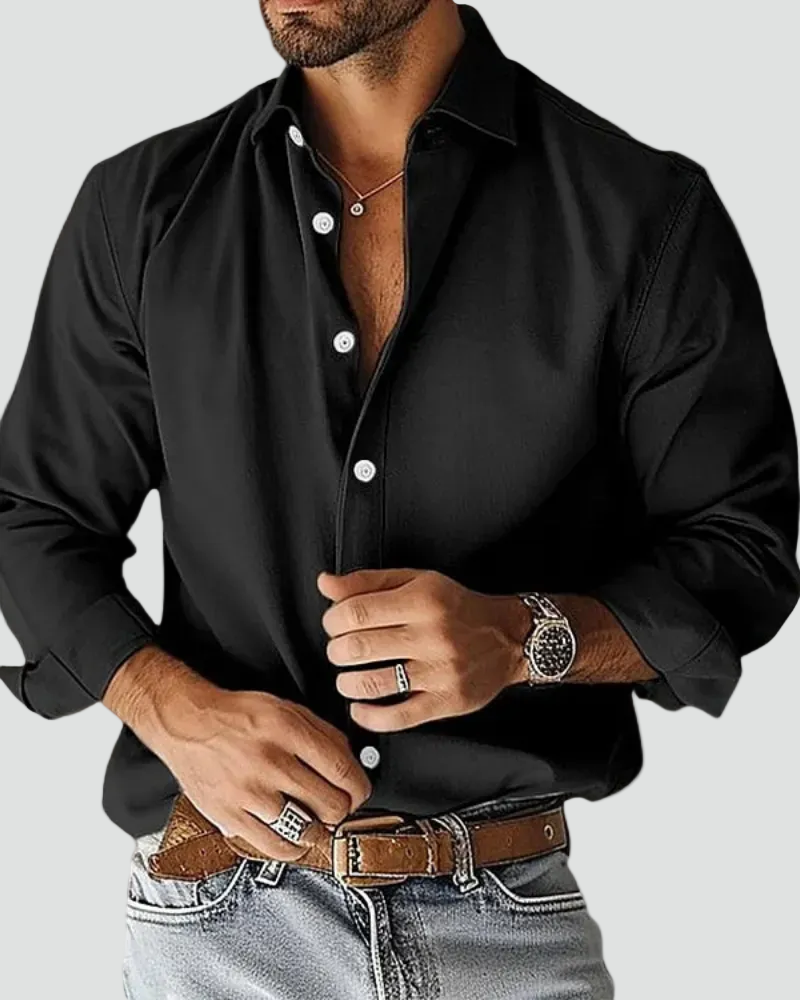 Férfi ing hosszú ujjú, gombos gallérral, slim fit