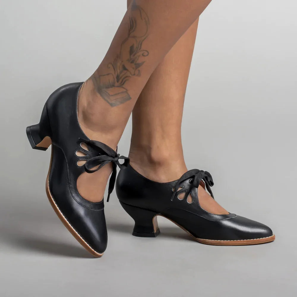 Zapatos ortopédicos para mujer de ajuste regular, de cuero con tacón alto