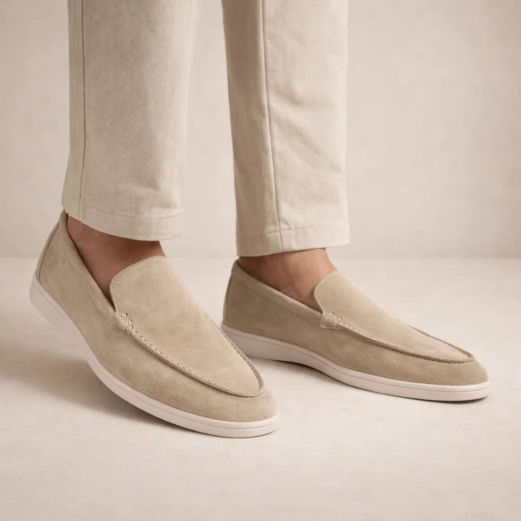 Mocassins décontractés homme coupe régulière dessus cuir modèle à enfiler