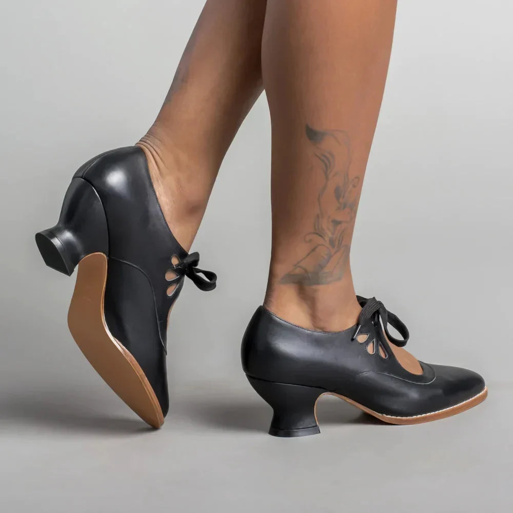 Zapatos ortopédicos para mujer de ajuste regular, de cuero con tacón alto