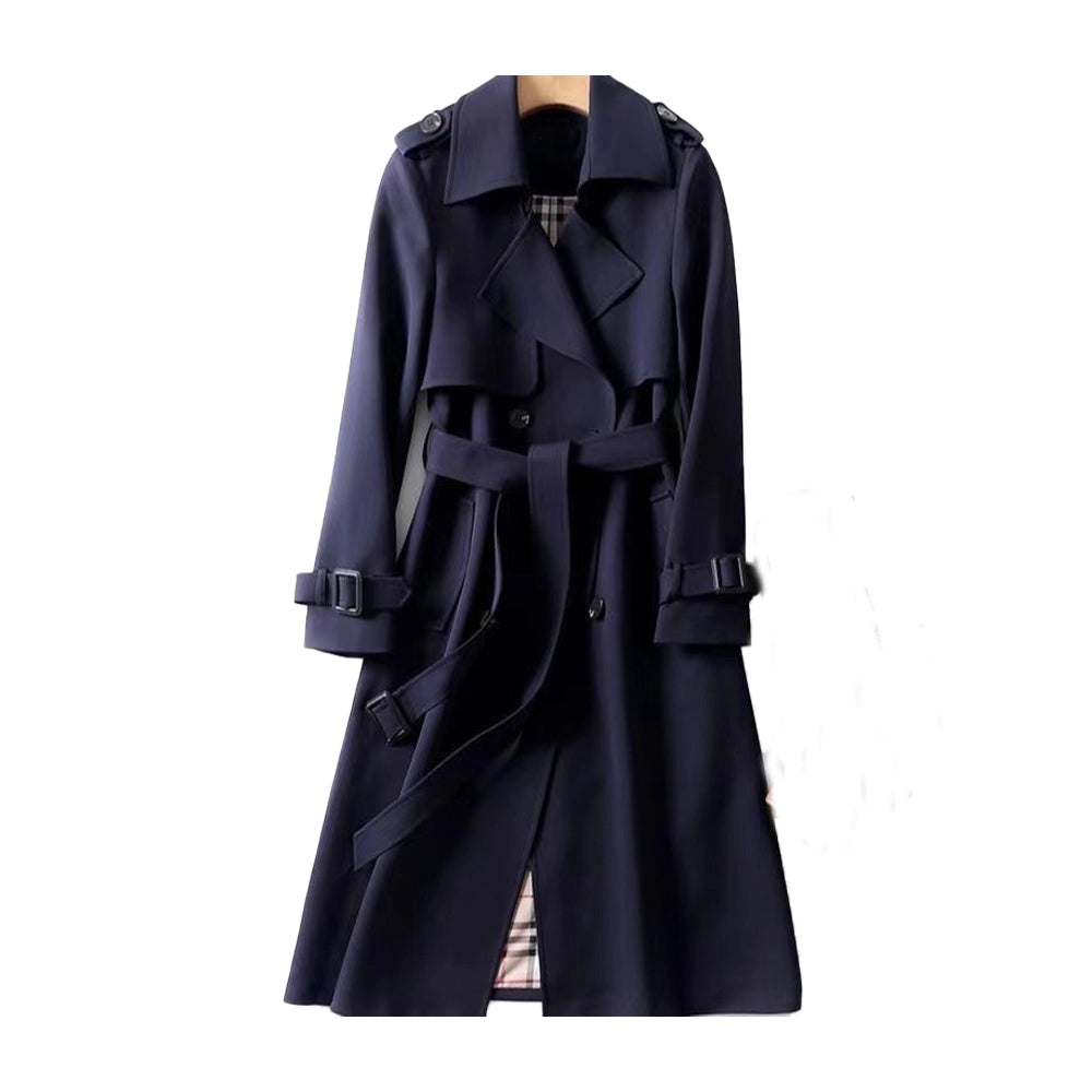 Lang trenchcoat til damer med dobbelt knaplukning