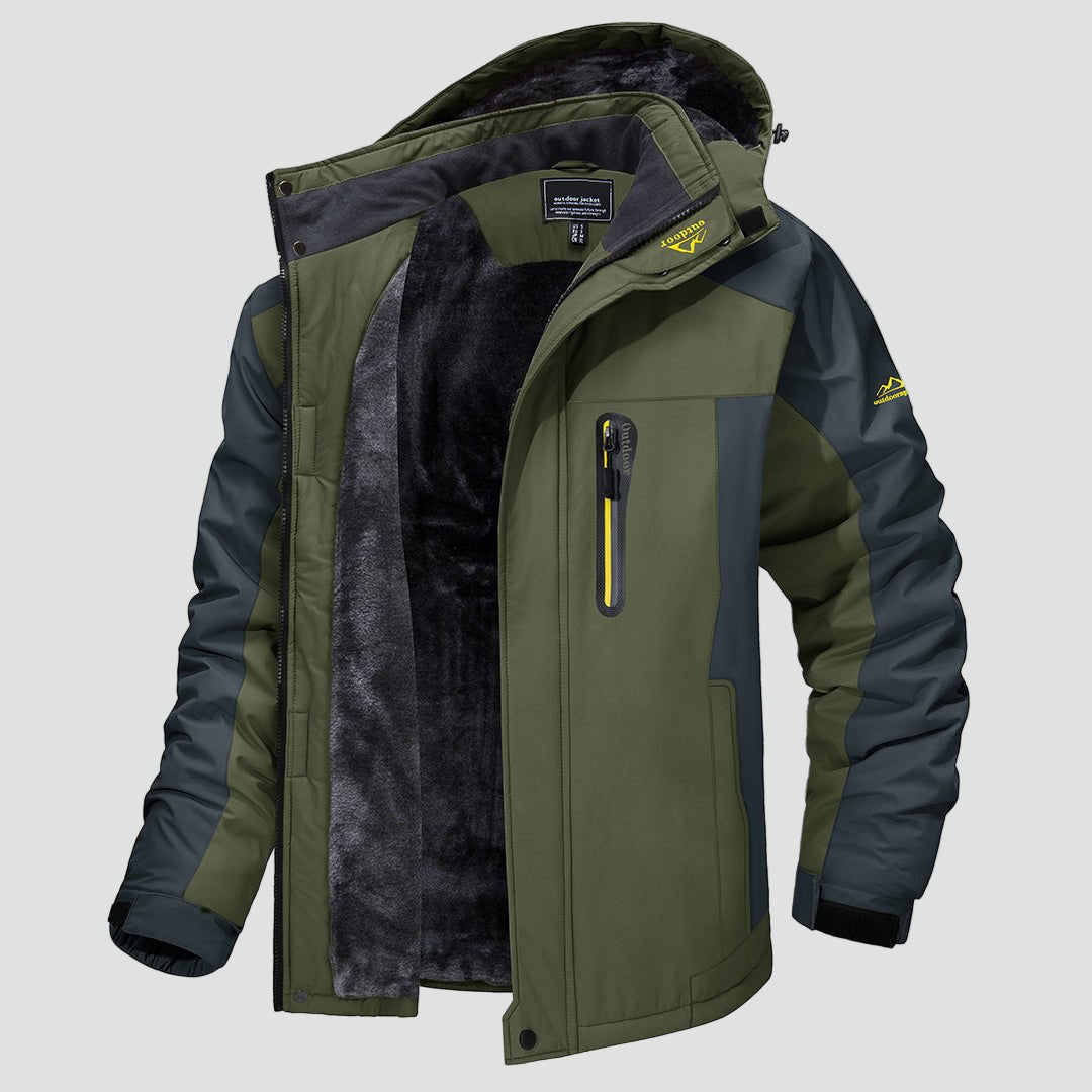 Veste d’hiver déperlante pour homme, doublée en polaire, avec capuche