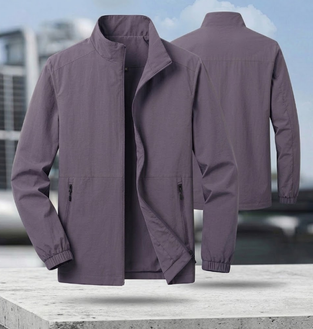 Bomber Jacket for Men Zipper Stand-Up Collar Mid-Season Jacket