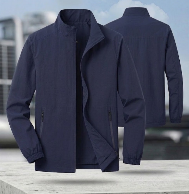 Bomber Jacket for Men Zipper Stand-Up Collar Mid-Season Jacket