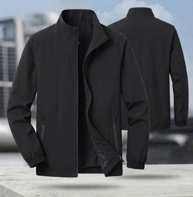 Bomber Jacket for Men Zipper Stand-Up Collar Mid-Season Jacket