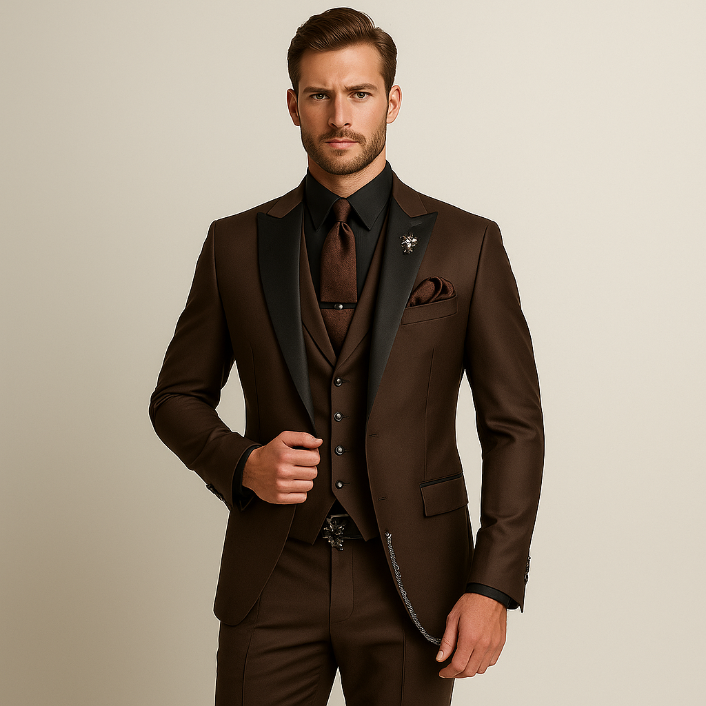 3 Delig Pak Heren Slim Fit Gilet Satijnen Revers Bruiloft
