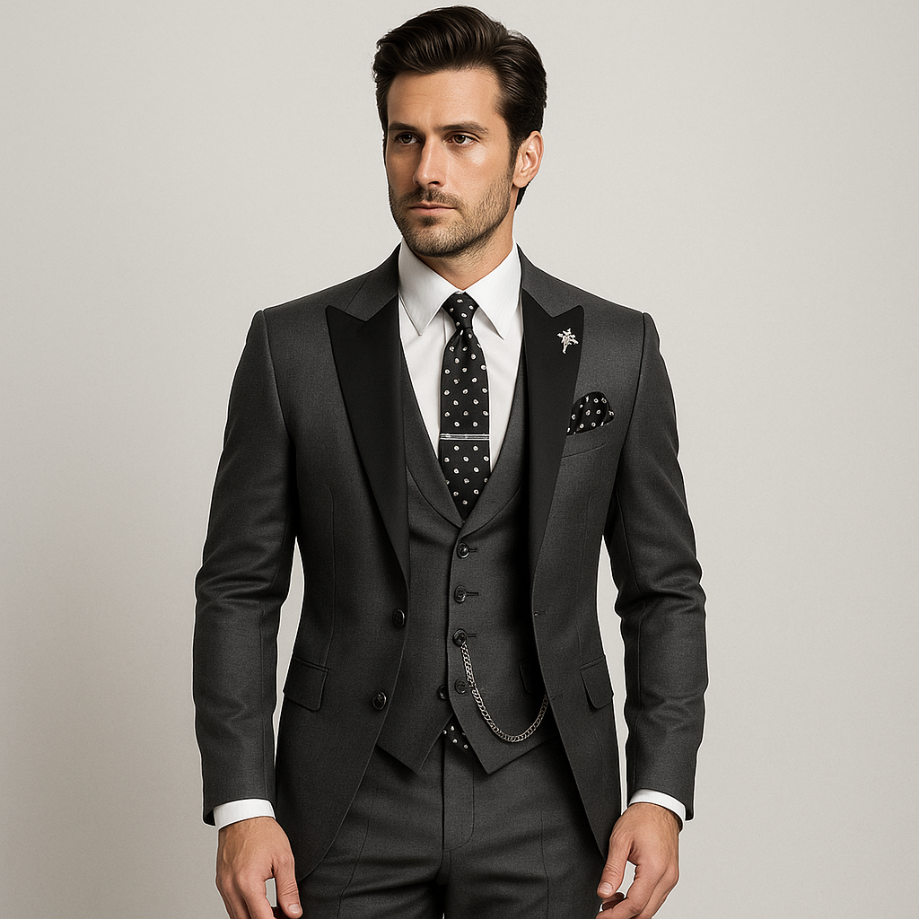 3 Delig Pak Heren Slim Fit Gilet Satijnen Revers Bruiloft