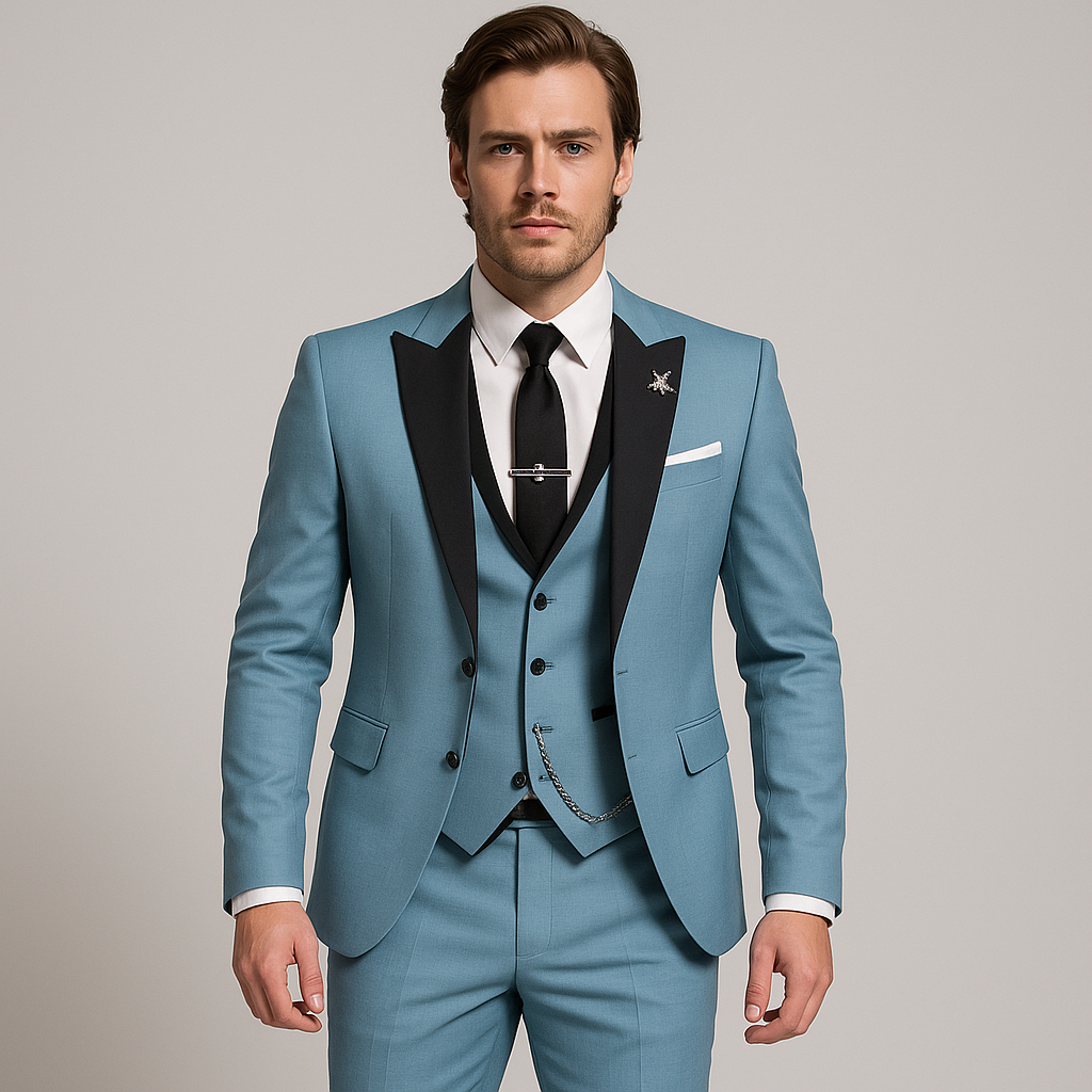 3 Delig Pak Heren Slim Fit Gilet Satijnen Revers Bruiloft