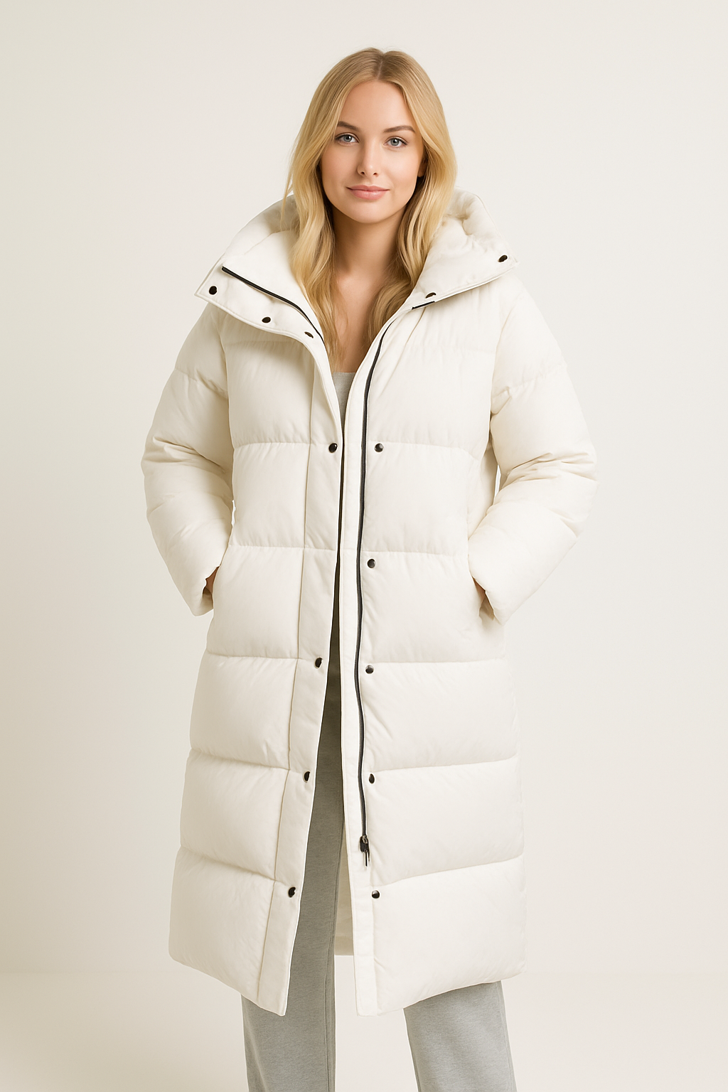 Long Padded Puffer Jacket for Women with Hood – Winter