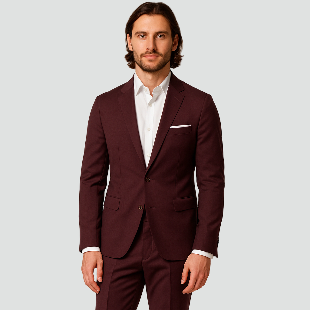 Elegant jakkesæt til mænd med luksuriøs blazer og slim fit-bukser