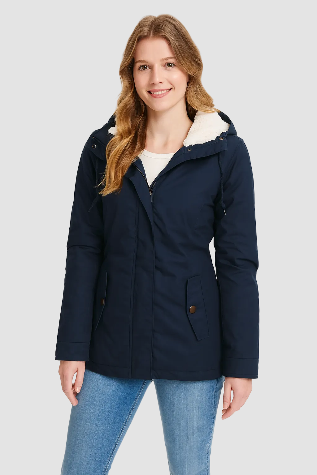 Abrigo de invierno para mujer, con capucha, forro polar y cálido
