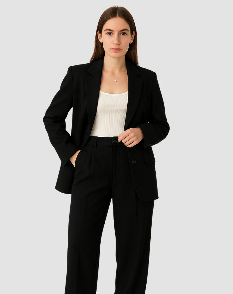 Set blazer și pantaloni pentru femei cu picioare largi
