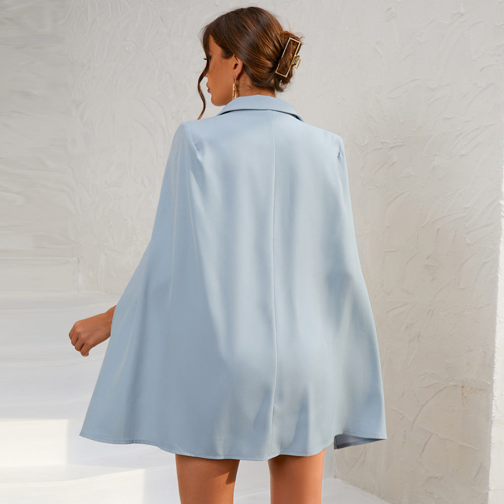 Vestido blazer con capa y cinturón para mujer
