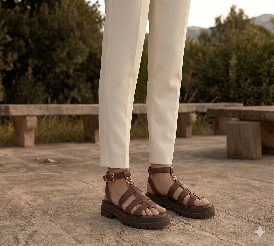 Γυναικεία σανδάλια με χοντρή σόλα, πλεκτά, slip-on για το καλοκαίρι