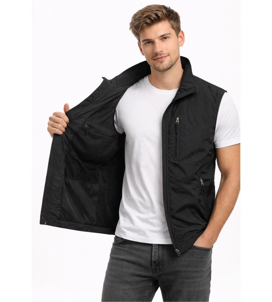 Chaleco Acolchado para Hombre con Cremallera y Cuello Alto Outdoor