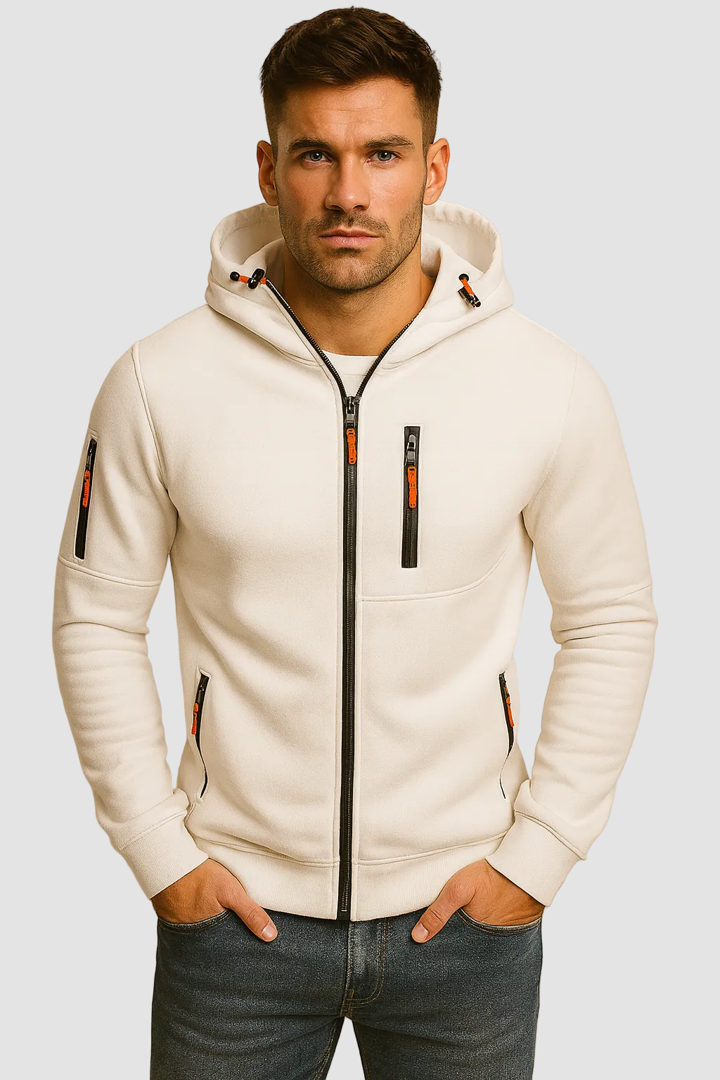 Sweat à capuche homme avec fermeture éclair et coupe confortable