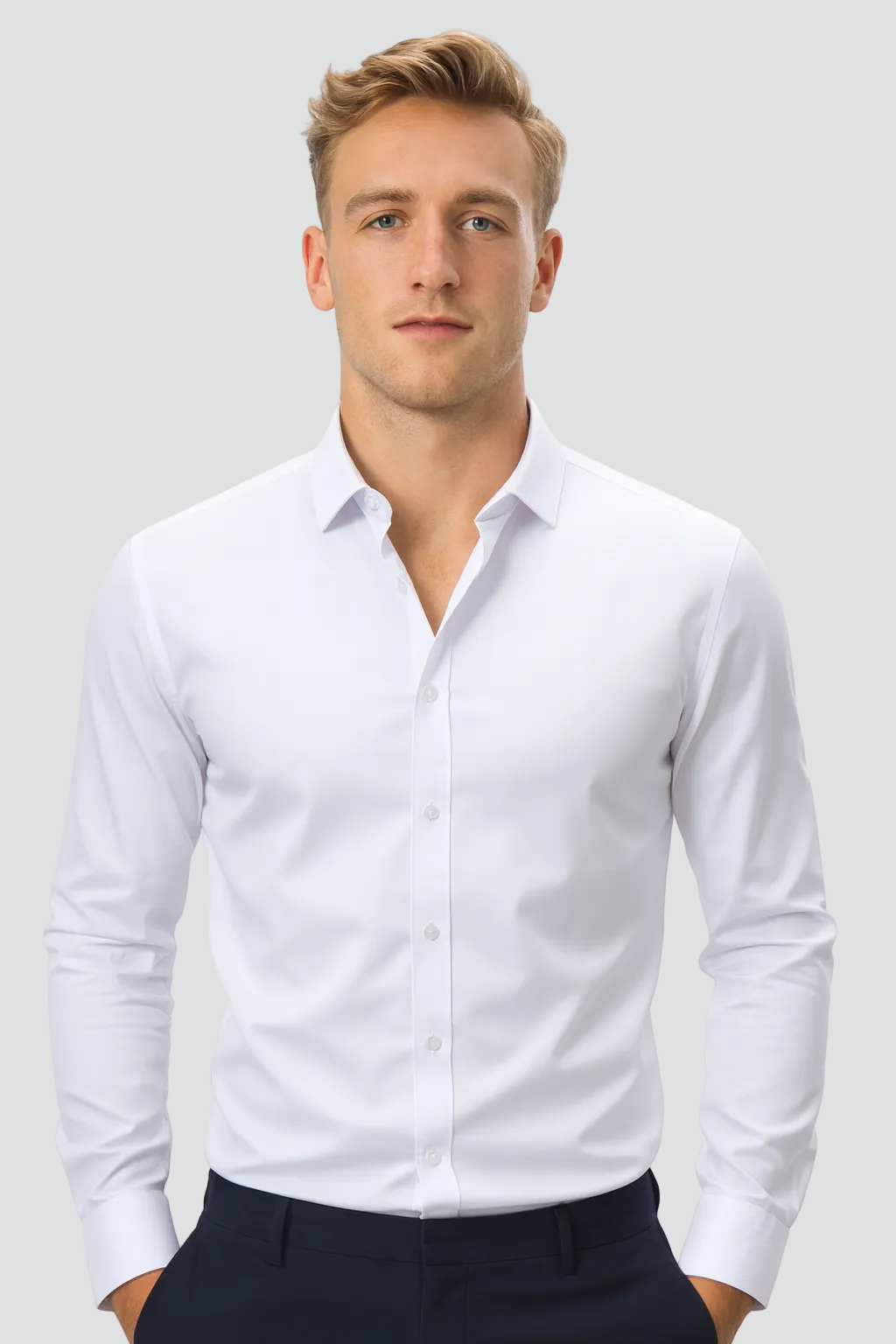 Skjorte til mænd med lange ærmer og slim fit