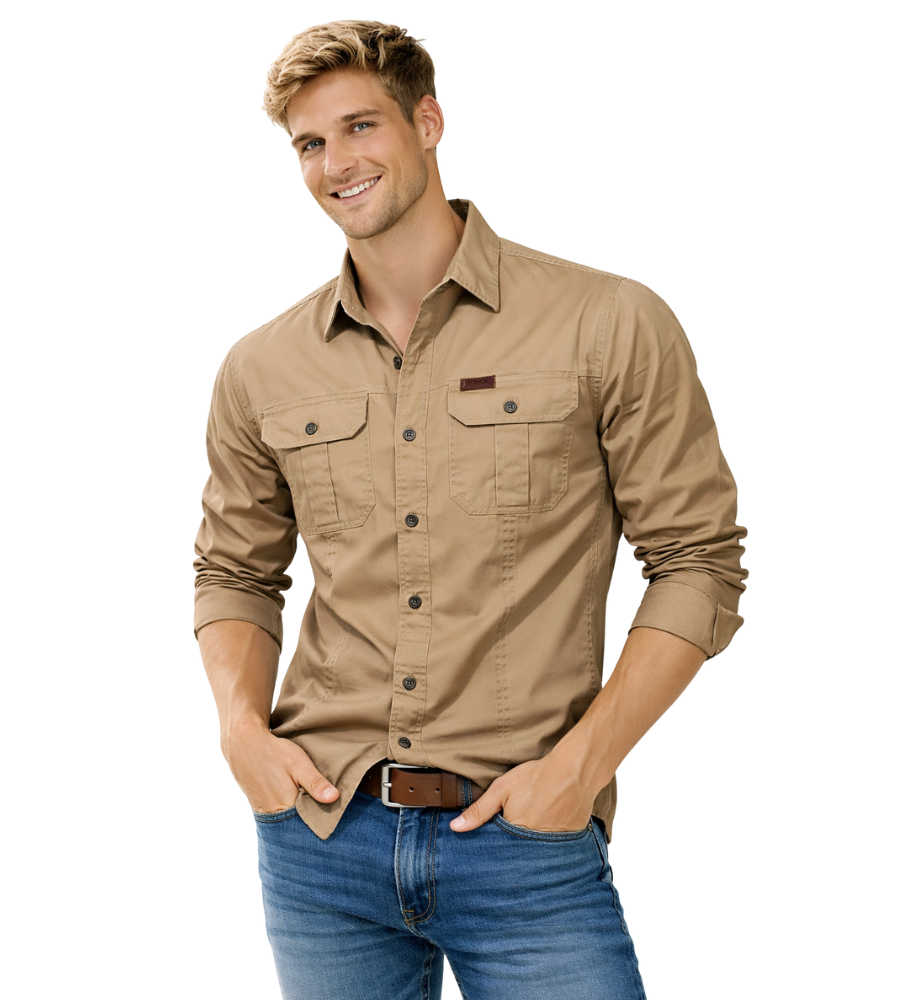 Pánská cargo overshirt taktická outdoorová košile s dlouhým rukávem