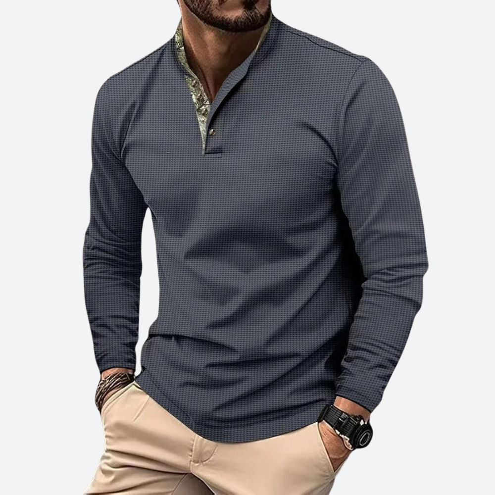 Herre poloshirt med lange ærmer og åndbart materiale