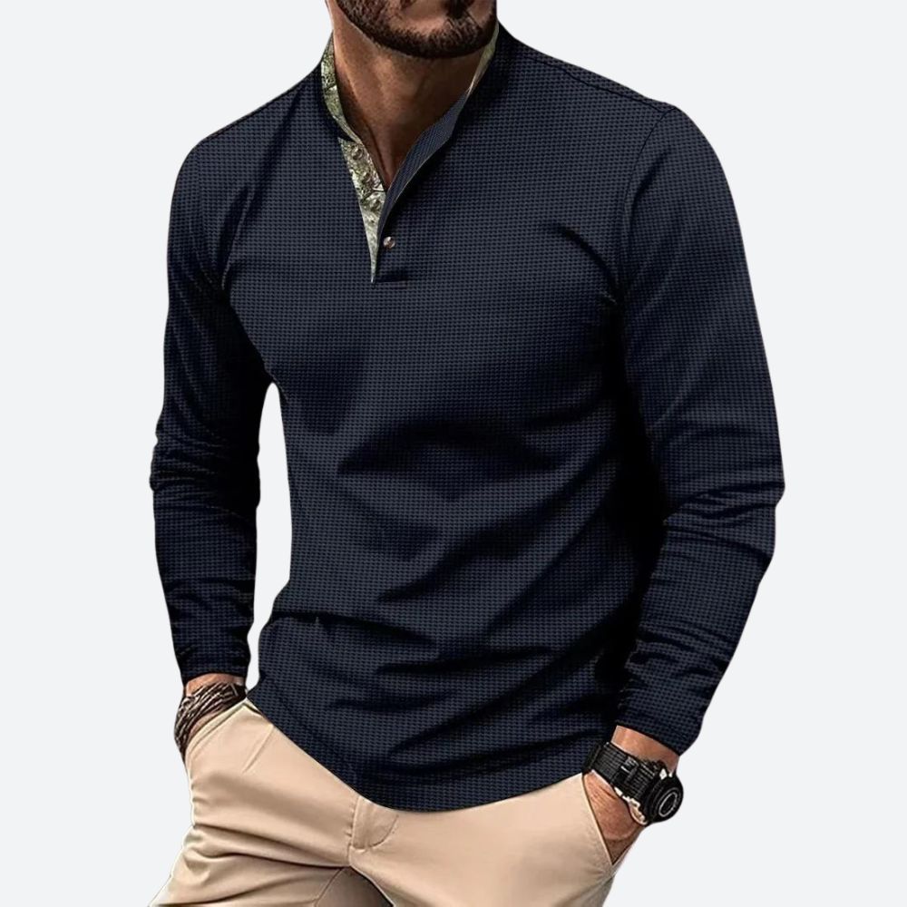 Herre poloshirt med lange ærmer og åndbart materiale