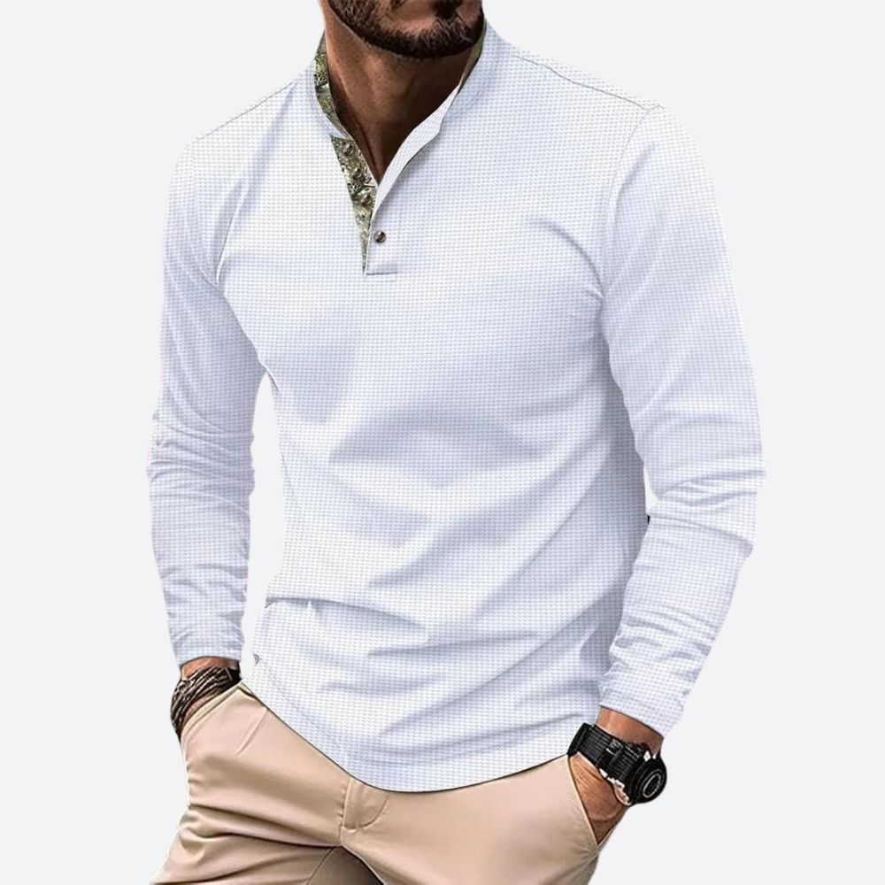 Herre poloshirt med lange ærmer og åndbart materiale