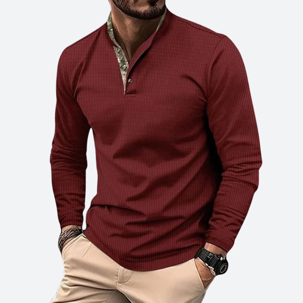 Herre poloshirt med lange ærmer og åndbart materiale
