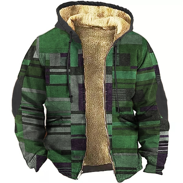 Men's patchwork vest with warm fleece lining and hood