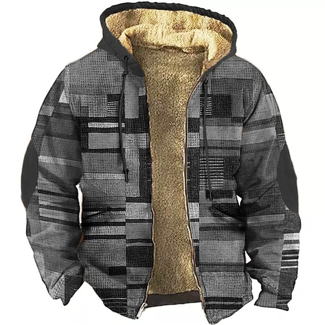 Men's patchwork vest with warm fleece lining and hood