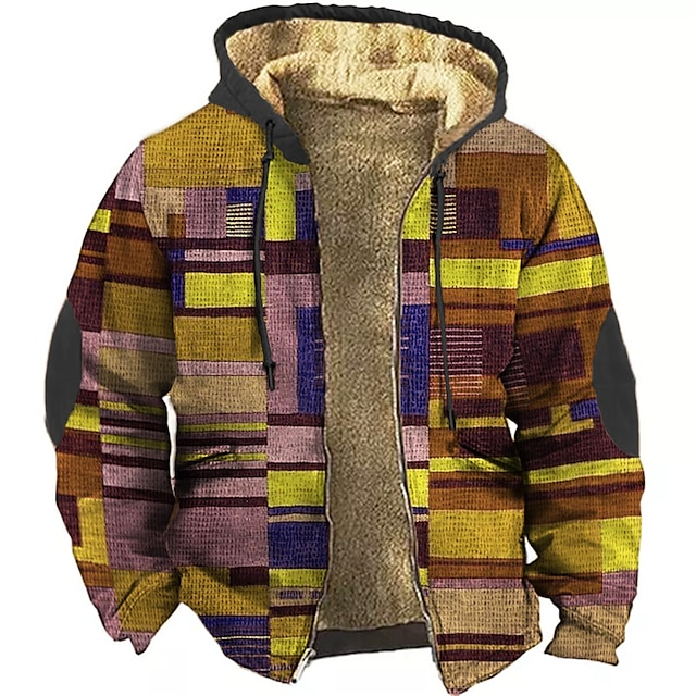 Men's patchwork vest with warm fleece lining and hood