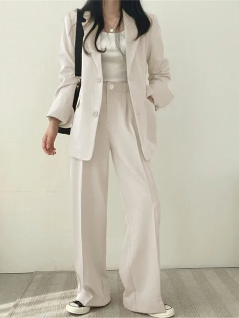 Completo blazer e pantaloni da donna a gamba larga