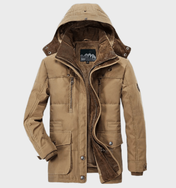 Veste d’hiver pour homme doublée en polaire avec capuche amovible