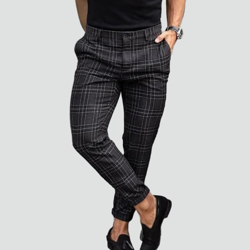 Herren-Karohose mit Slim Fit und Stretch