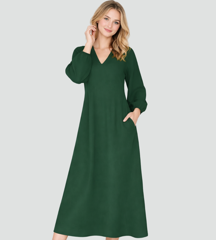 Robe cocktail maxi élégante avec manches longues pour femmes